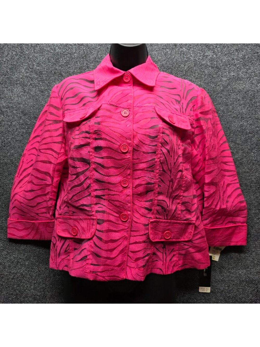 Clara S. Zebra Pattern Jacket M Pink Sheer Burnout Layers Unique Festival Artsy